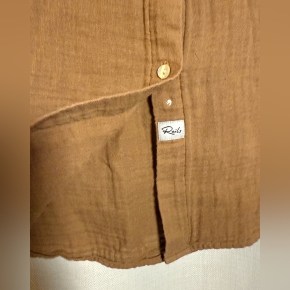 Rails Oversized Button Up Ellis Gauze Shirt in Toasted Coconut Tan Brown Small - Picture 8 of 11